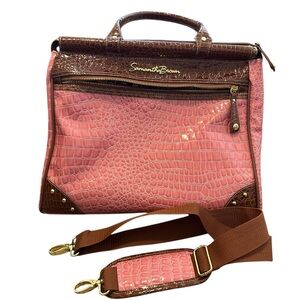 Vintage Samantha Brown | Pink Croco-Embossed Travel Bag